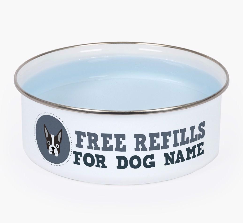 Free Refills: Personalized {breedFullName} Enamel Dog Bowl
