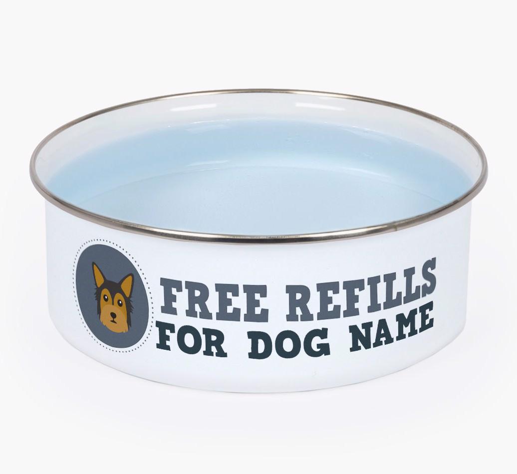 Free Refills: Personalized {breedFullName} Enamel Dog Bowl