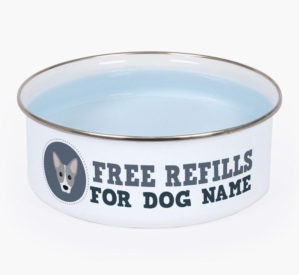 Free Refills: Personalized {breedFullName} Enamel Dog Bowl