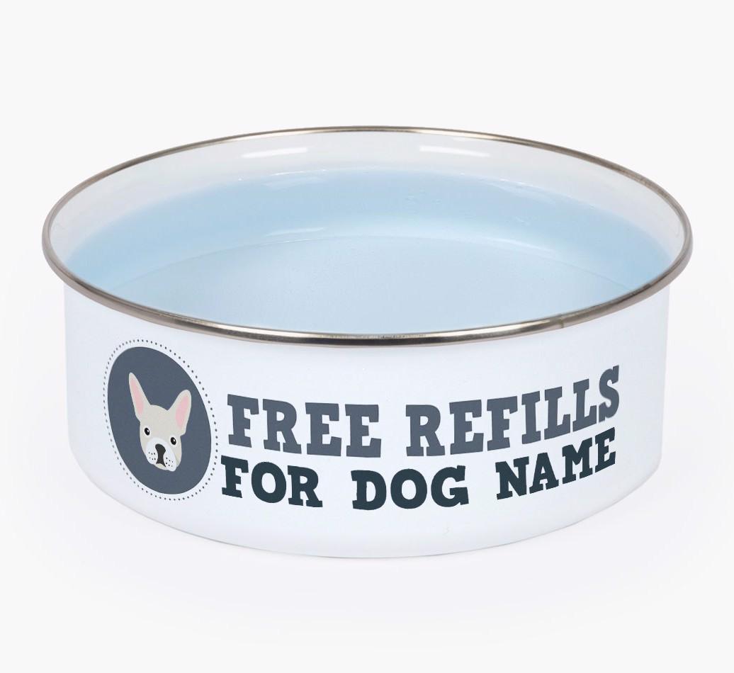 Free Refills: Personalised {breedFullName} Enamel Dog Bowl