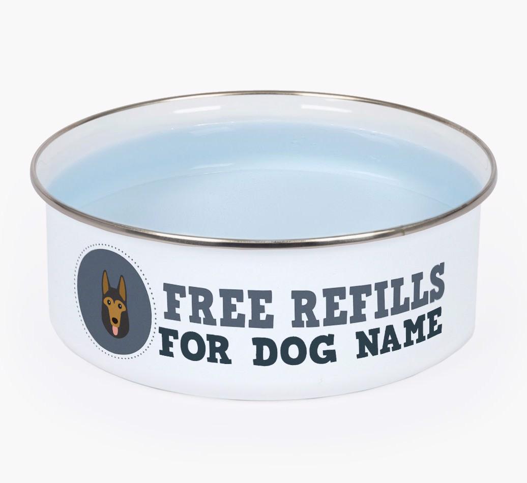 Free Refills: Personalized {breedFullName} Enamel Dog Bowl