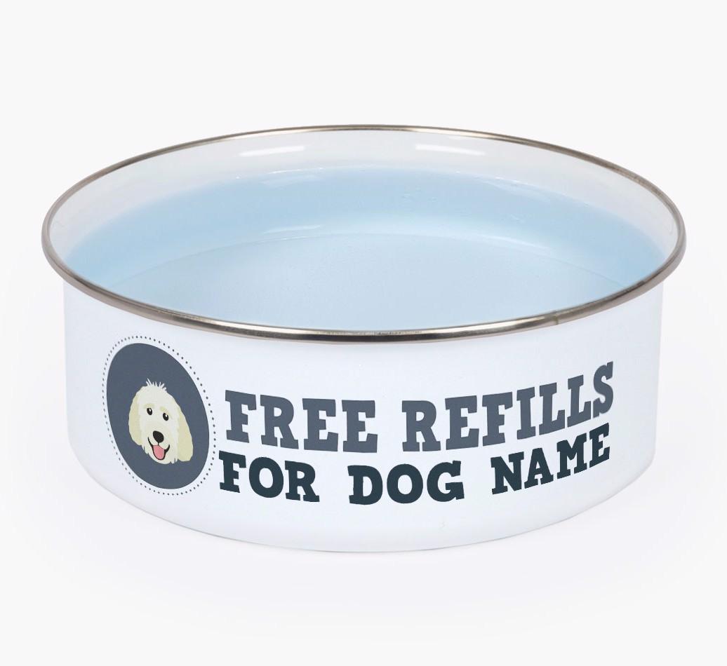 Free Refills: Personalized {breedFullName} Enamel Dog Bowl