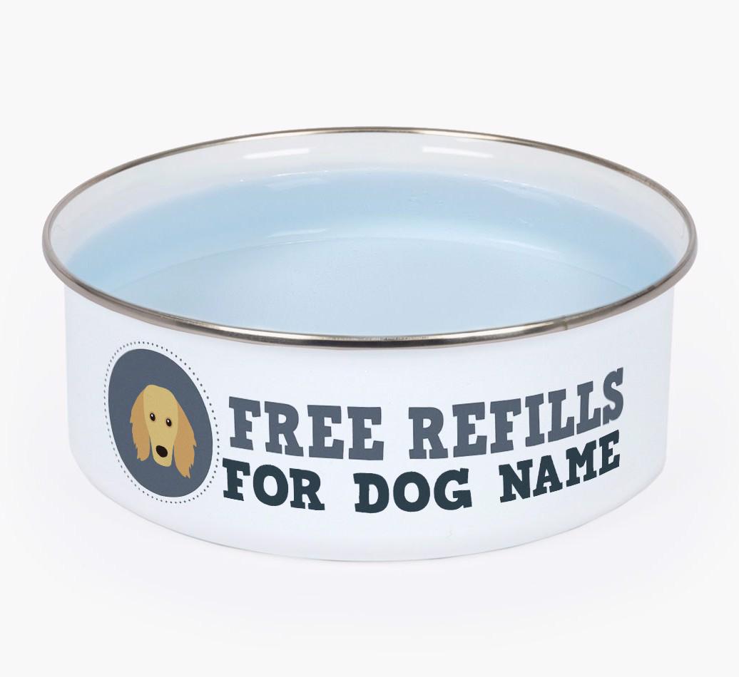 Free Refills: Personalized {breedFullName} Enamel Dog Bowl