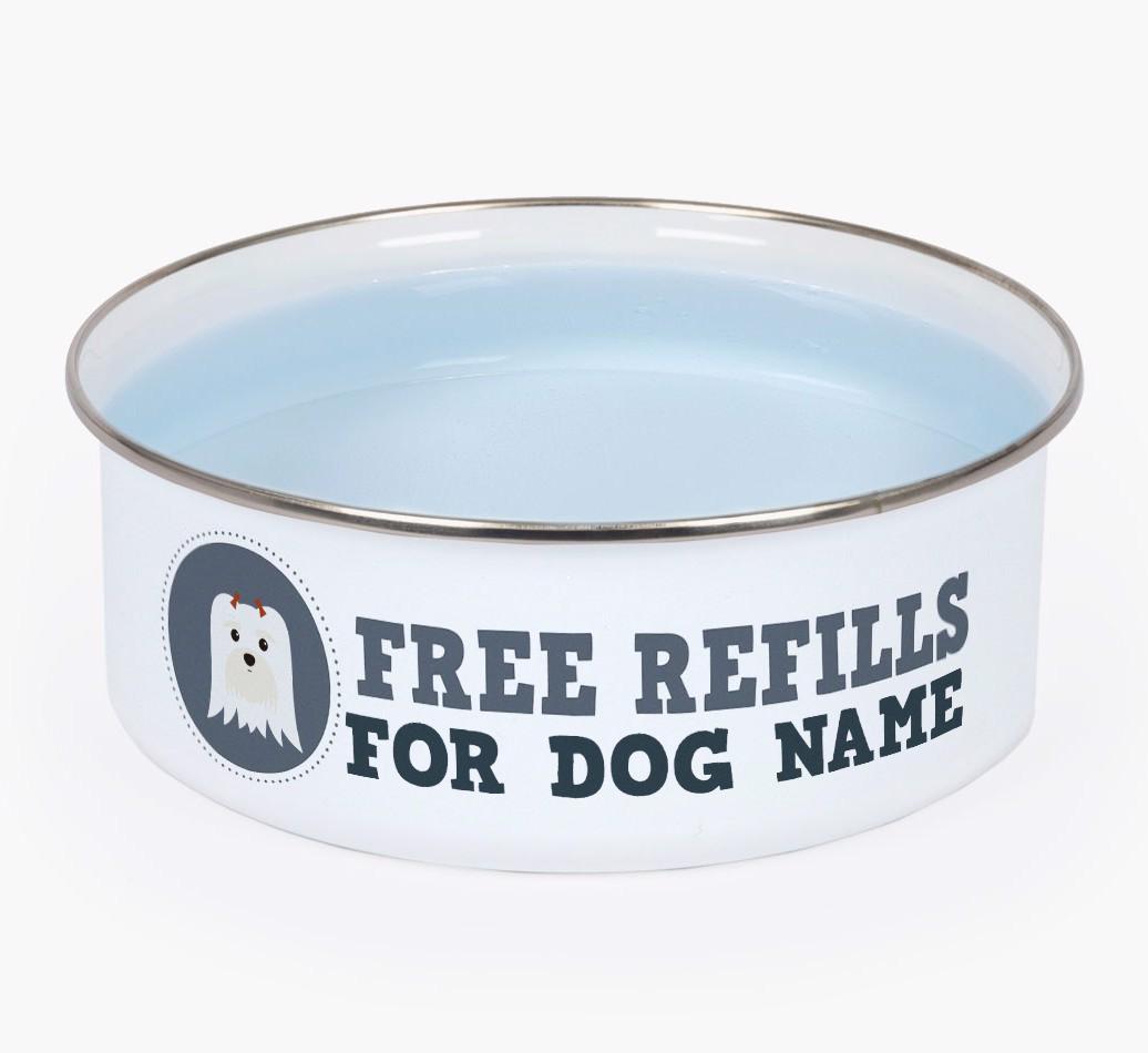 Free Refills: Personalized {breedFullName} Enamel Dog Bowl