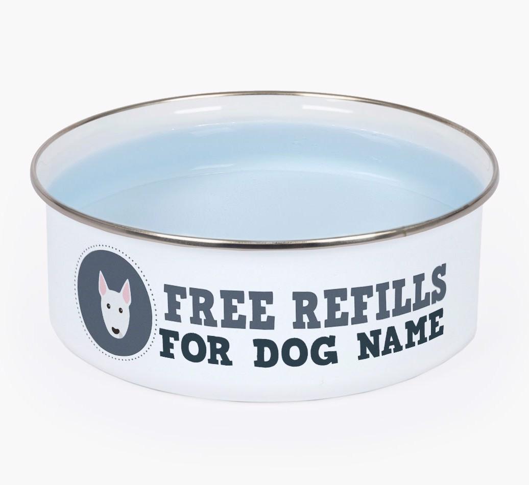 Free Refills: Personalized {breedFullName} Enamel Dog Bowl