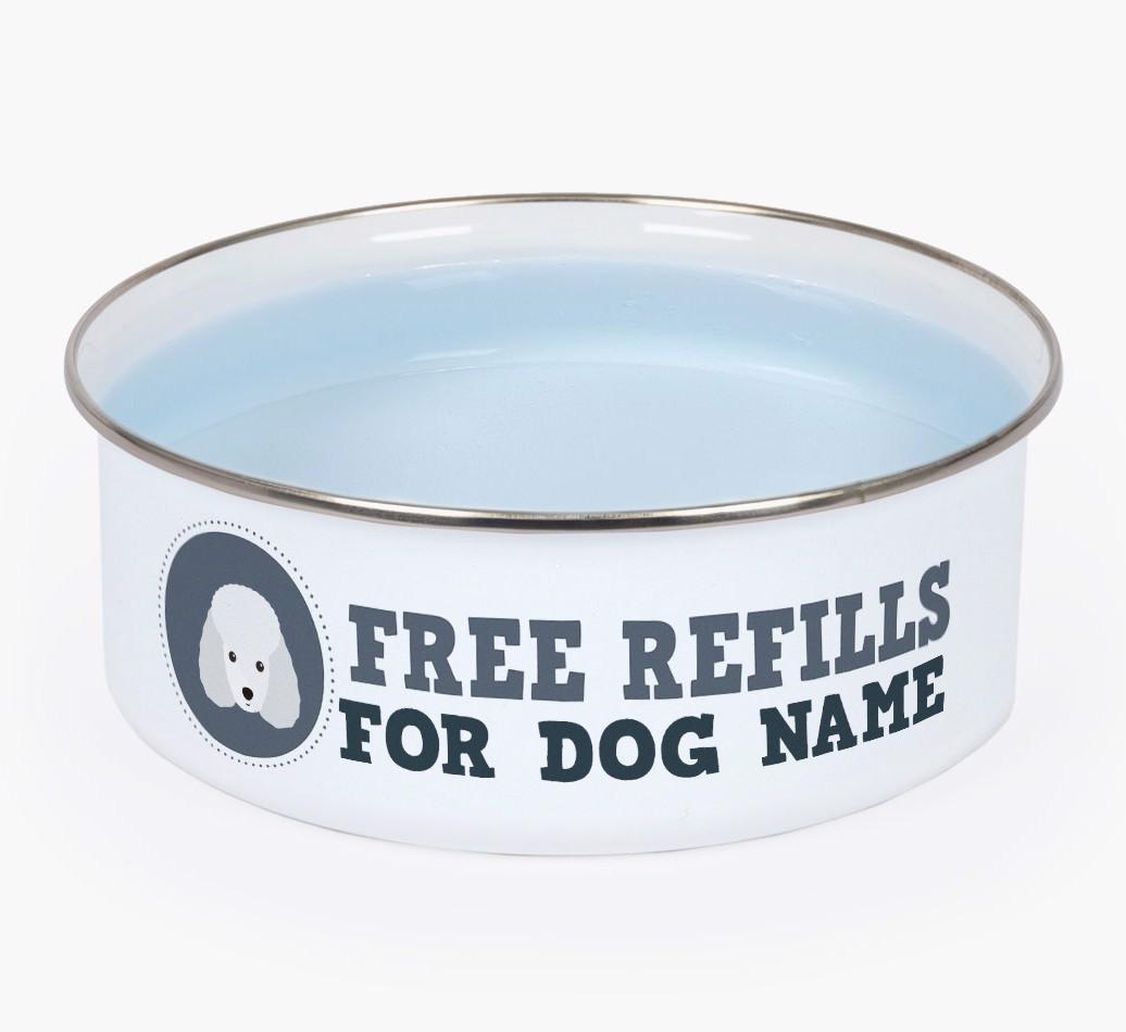 Free Refills: Personalized {breedFullName} Enamel Dog Bowl