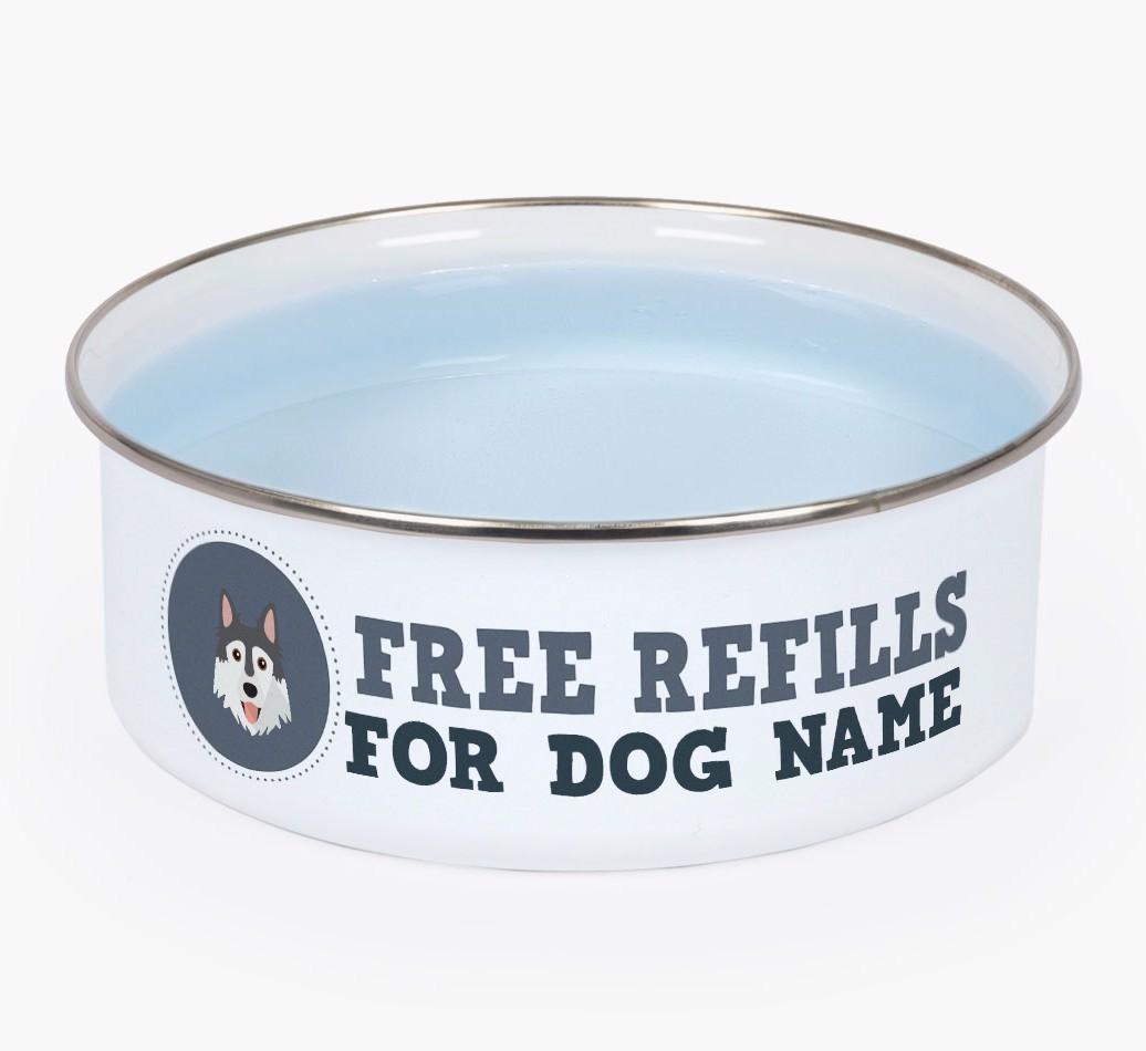 Free Refills: Personalized {breedFullName} Enamel Dog Bowl