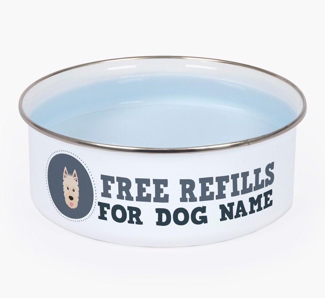 Free Refills: Personalized {breedFullName} Enamel Dog Bowl