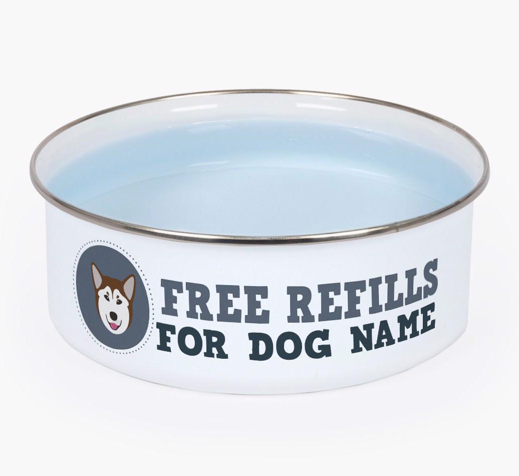 Free Refills: Personalized {breedFullName} Enamel Dog Bowl