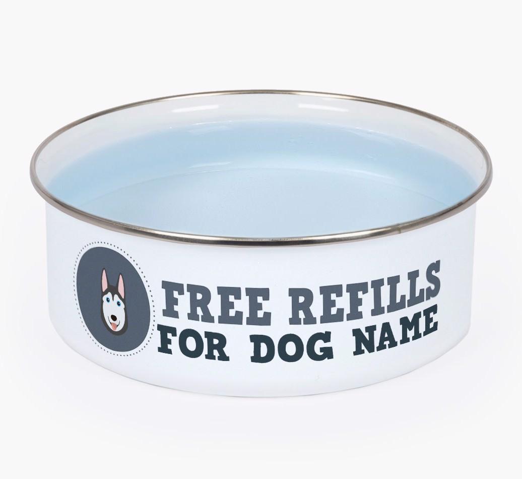 Free Refills: Personalized {breedFullName} Enamel Dog Bowl