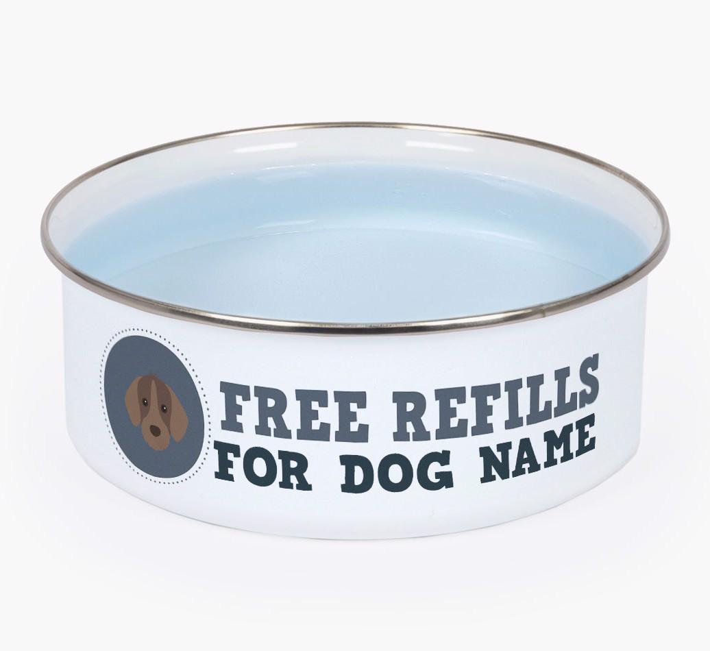 Free Refills: Personalized {breedFullName} Enamel Dog Bowl