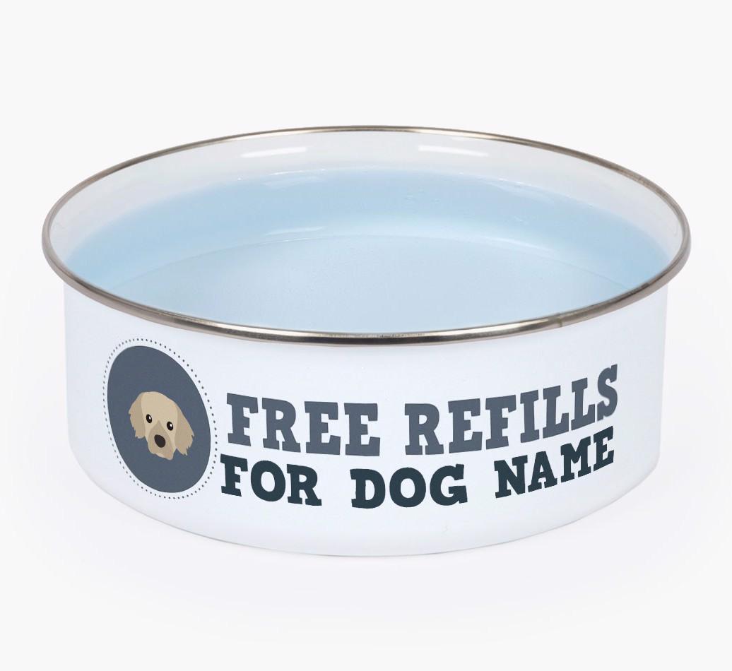 Free Refills: Personalized {breedFullName} Enamel Dog Bowl