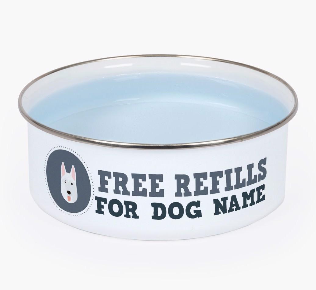 Free Refills: Personalized {breedFullName} Enamel Dog Bowl