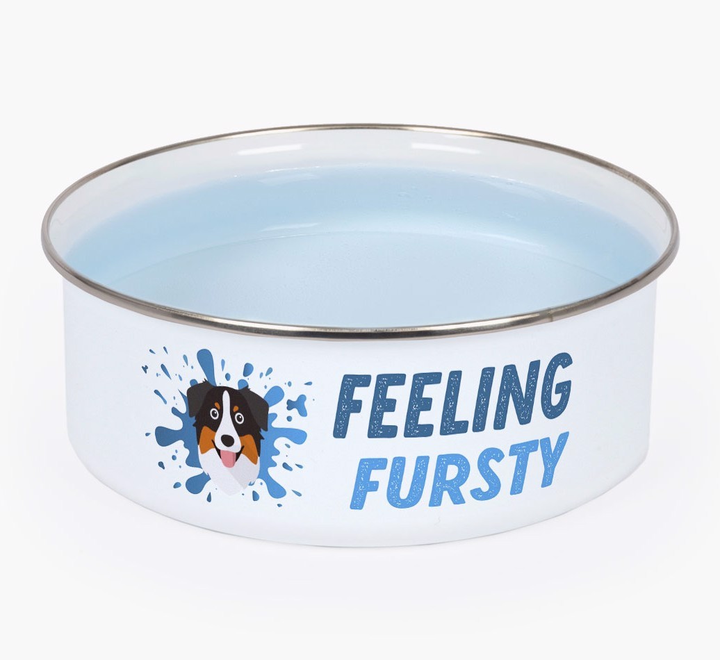Feeling Fursty: Personalized {breedFullName} Enamel Dog Bowl