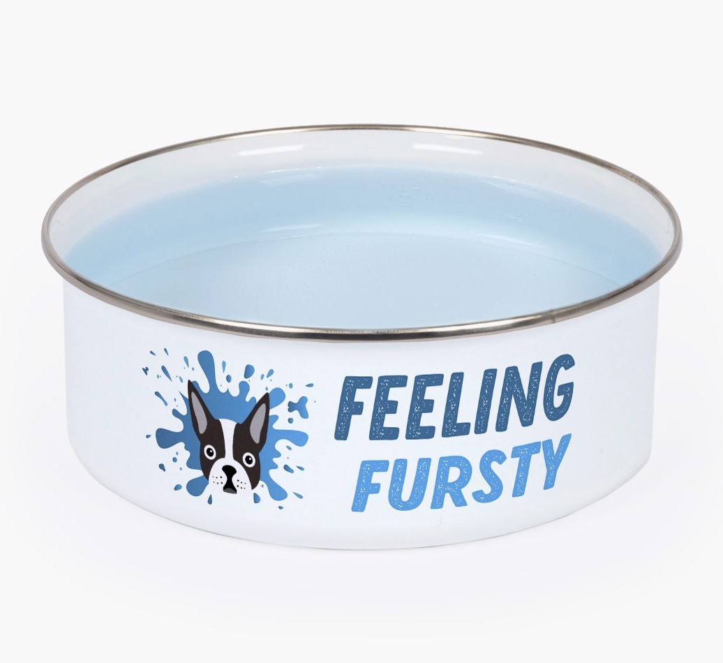 Feeling Fursty: Personalized {breedFullName} Enamel Dog Bowl