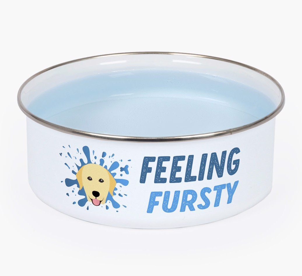 Feeling Fursty: Personalized {breedFullName} Enamel Dog Bowl