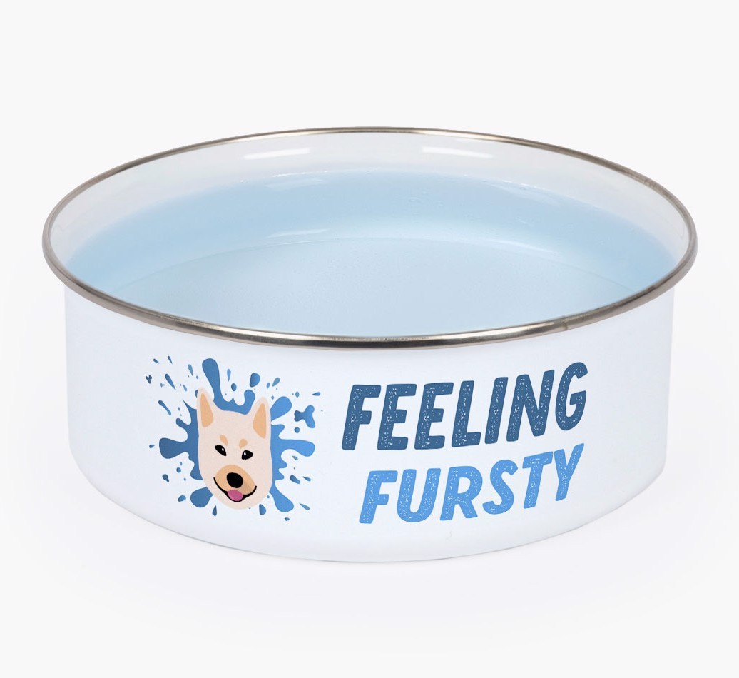 Feeling Fursty: Personalized {breedFullName} Enamel Dog Bowl