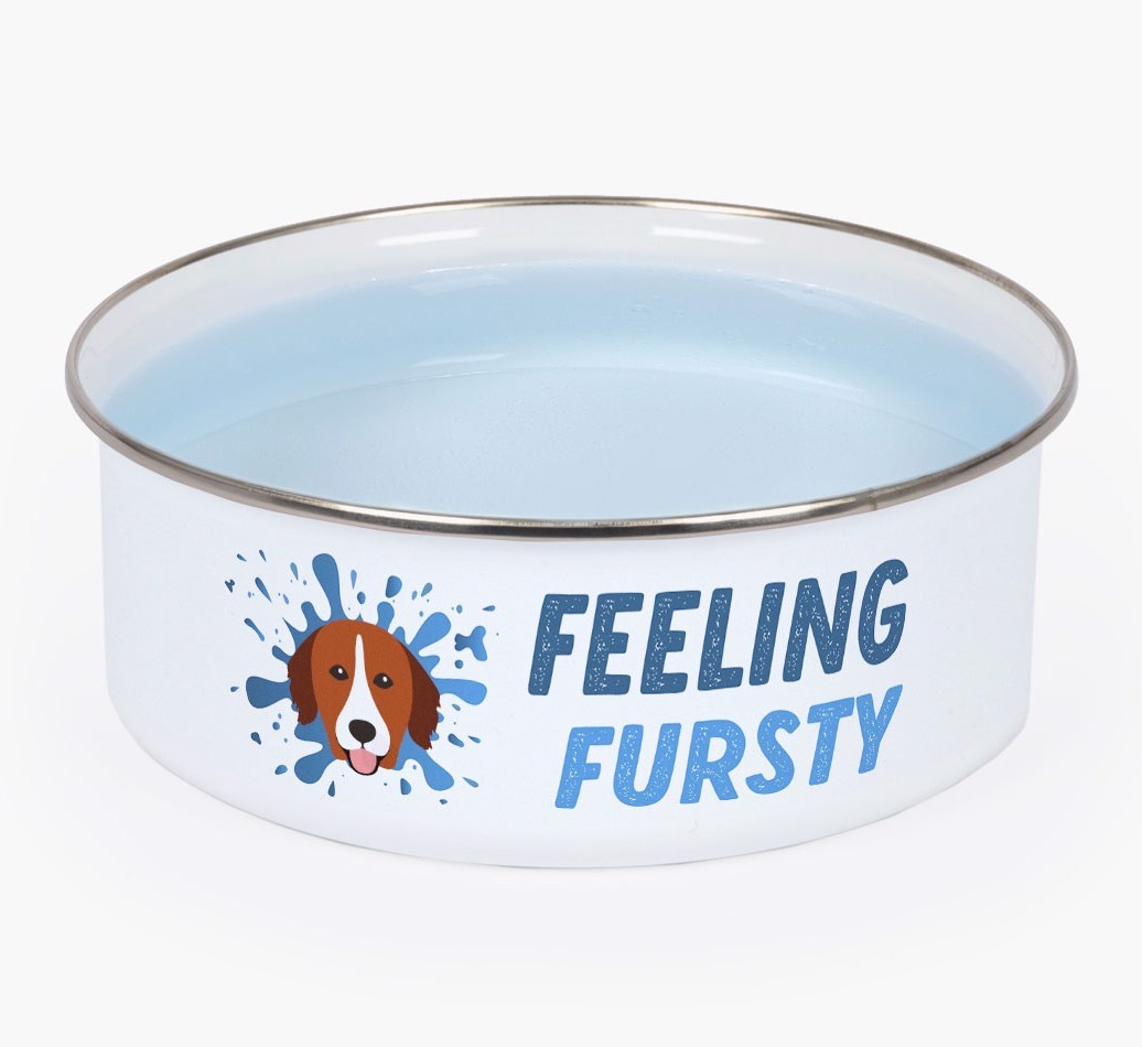 Feeling Fursty: Personalized {breedFullName} Enamel Dog Bowl