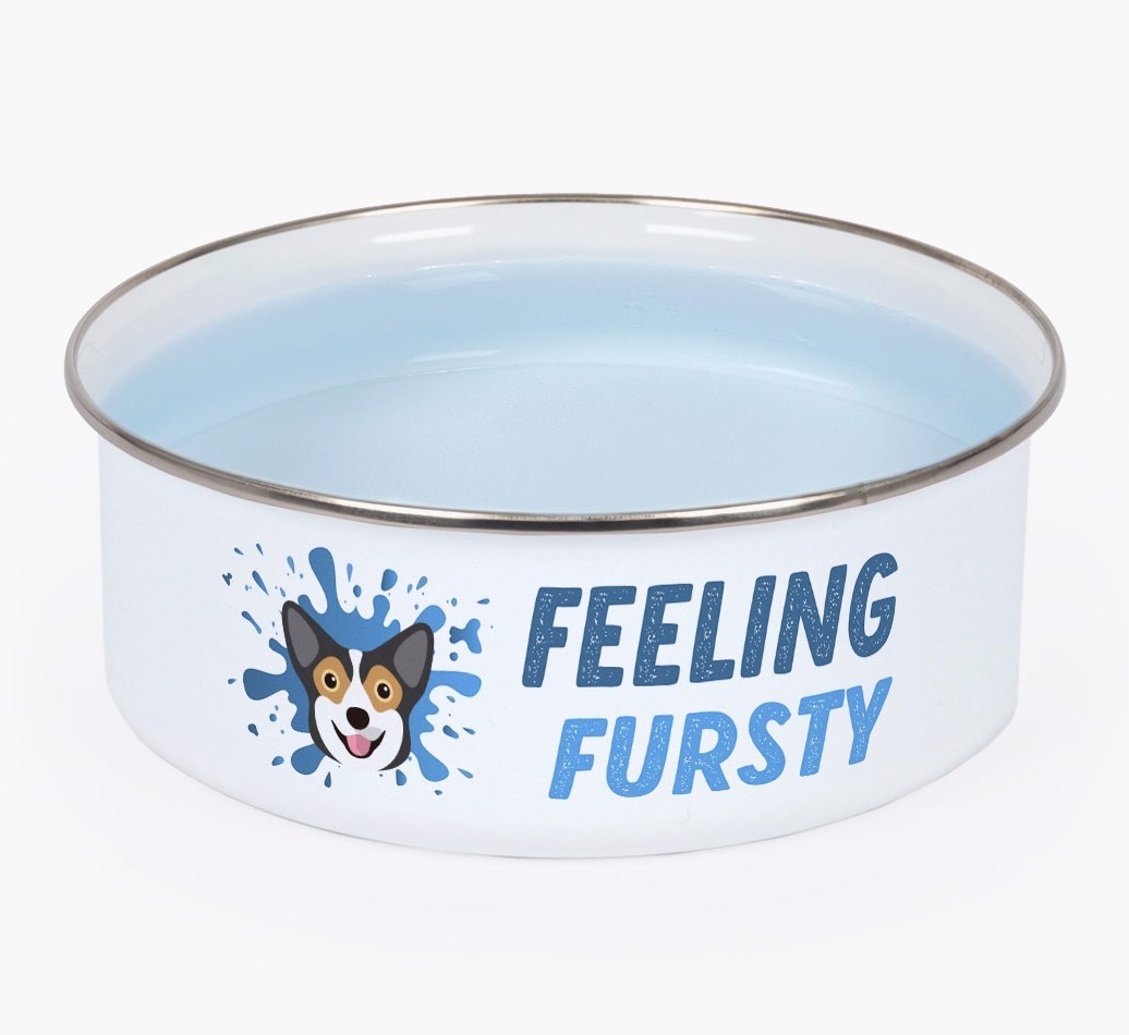 Feeling Fursty: Personalized {breedFullName} Enamel Dog Bowl