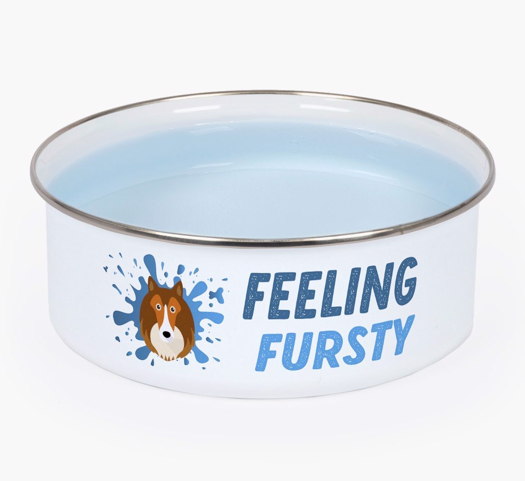 Feeling Fursty: Personalized {breedFullName} Enamel Dog Bowl