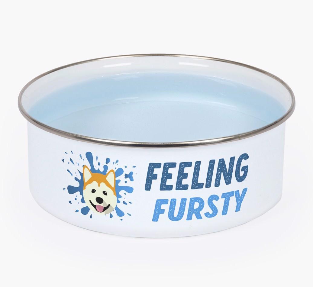 Feeling Fursty: Personalized {breedFullName} Enamel Dog Bowl