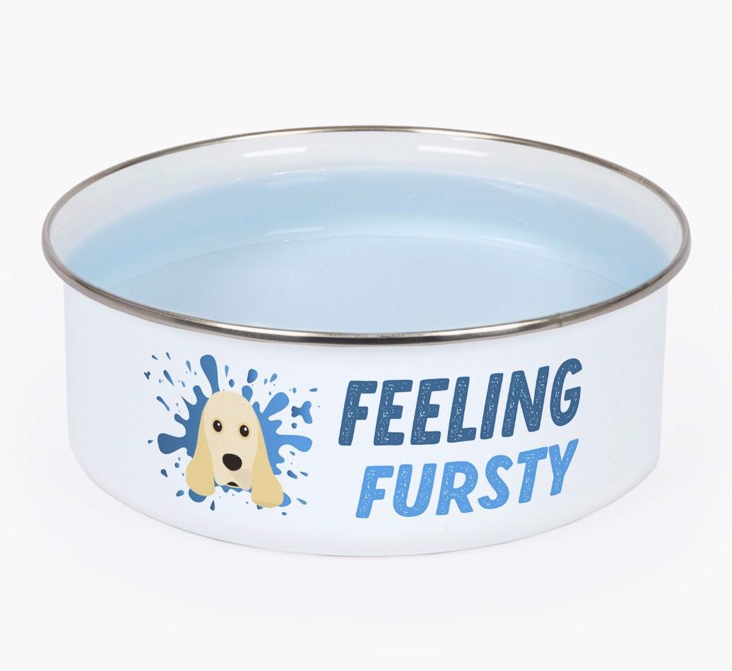 Feeling Fursty: Personalized {breedFullName} Enamel Dog Bowl