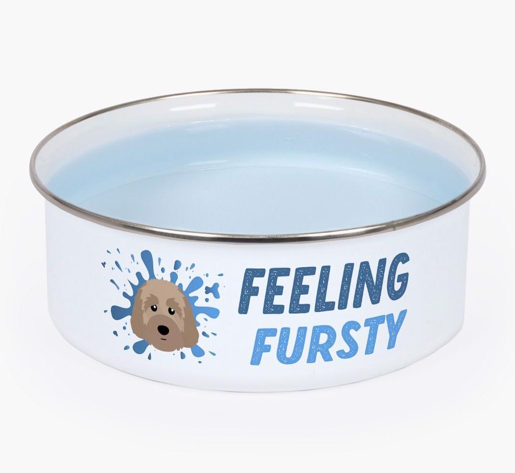 Feeling Fursty: Personalized {breedFullName} Enamel Dog Bowl