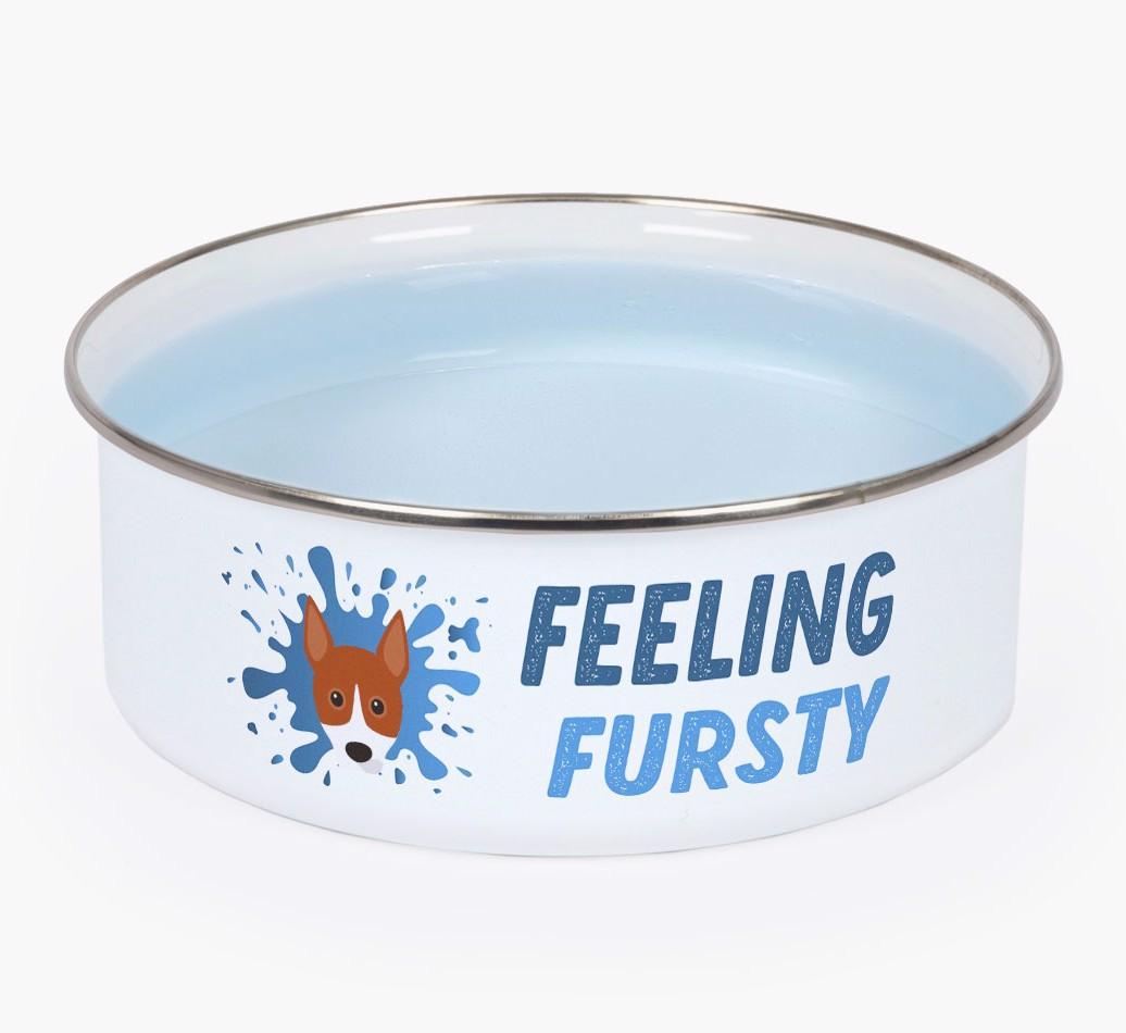 Feeling Fursty: Personalized {breedFullName} Enamel Dog Bowl