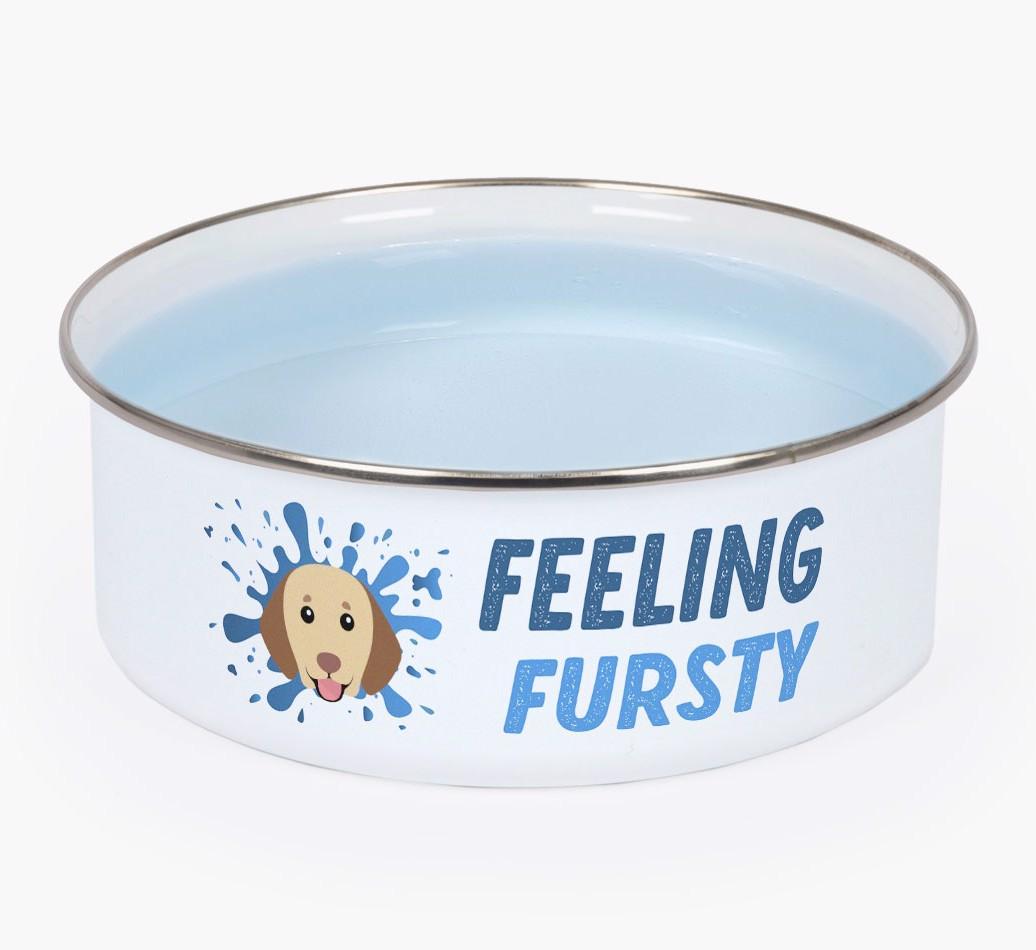Feeling Fursty: Personalized {breedFullName} Enamel Dog Bowl