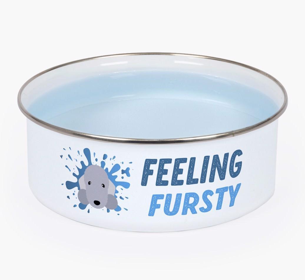 Feeling Fursty: Personalized {breedFullName} Enamel Dog Bowl