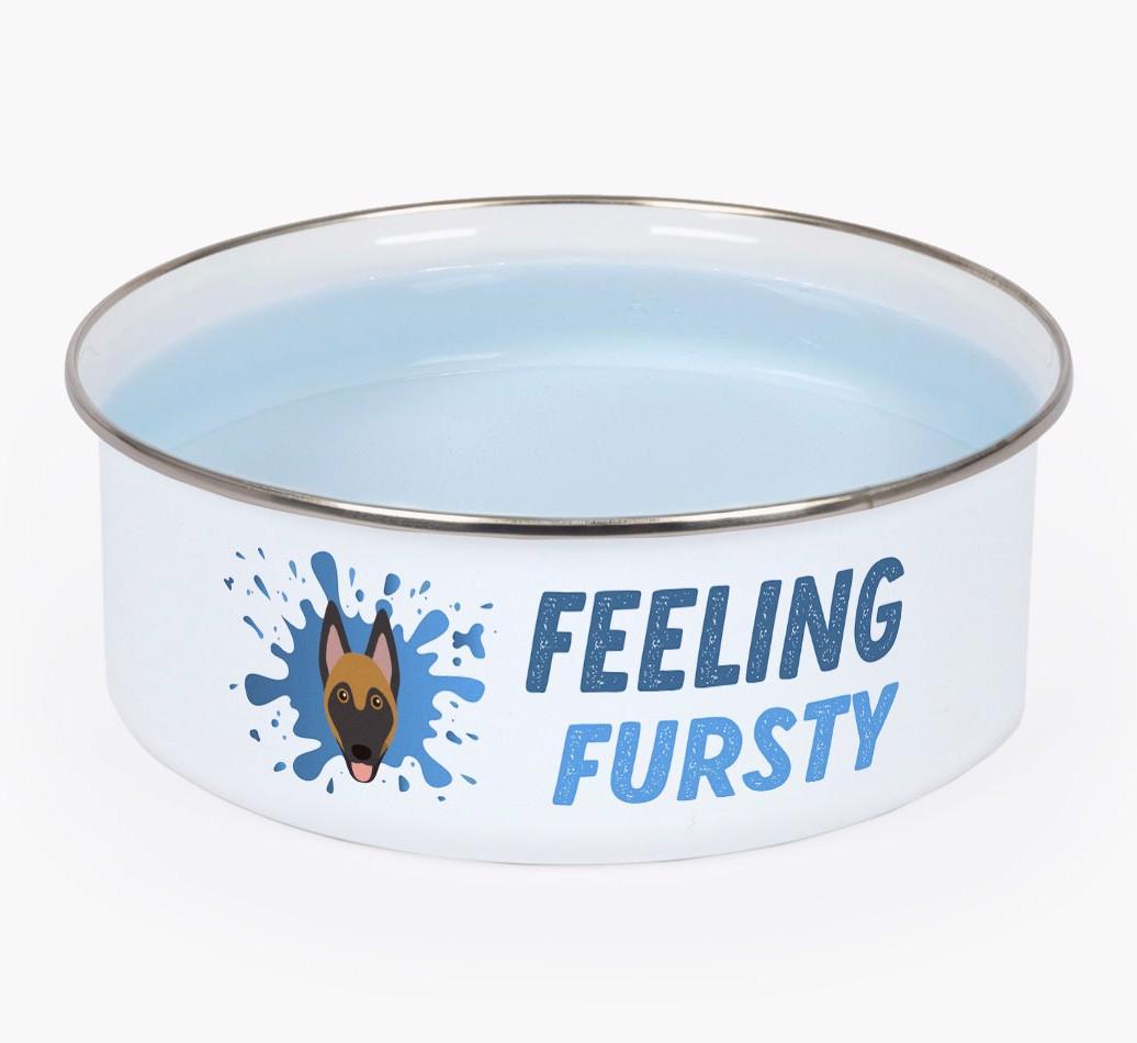 Feeling Fursty: Personalized {breedFullName} Enamel Dog Bowl