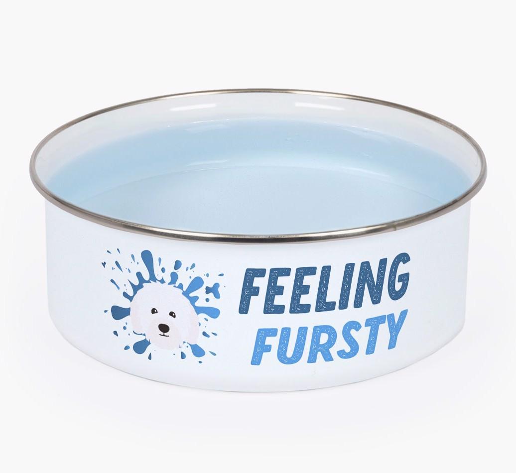 Feeling Fursty: Personalized {breedFullName} Enamel Dog Bowl