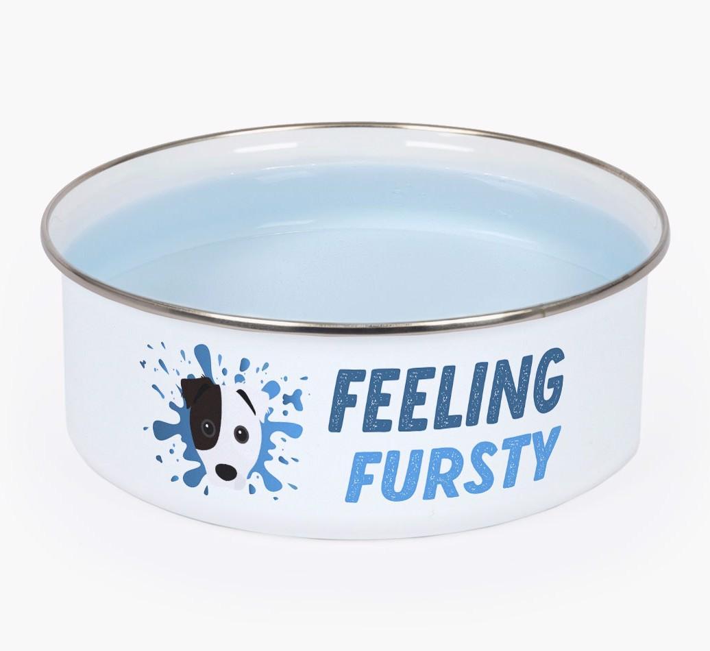 Feeling Fursty: Personalized {breedFullName} Enamel Dog Bowl