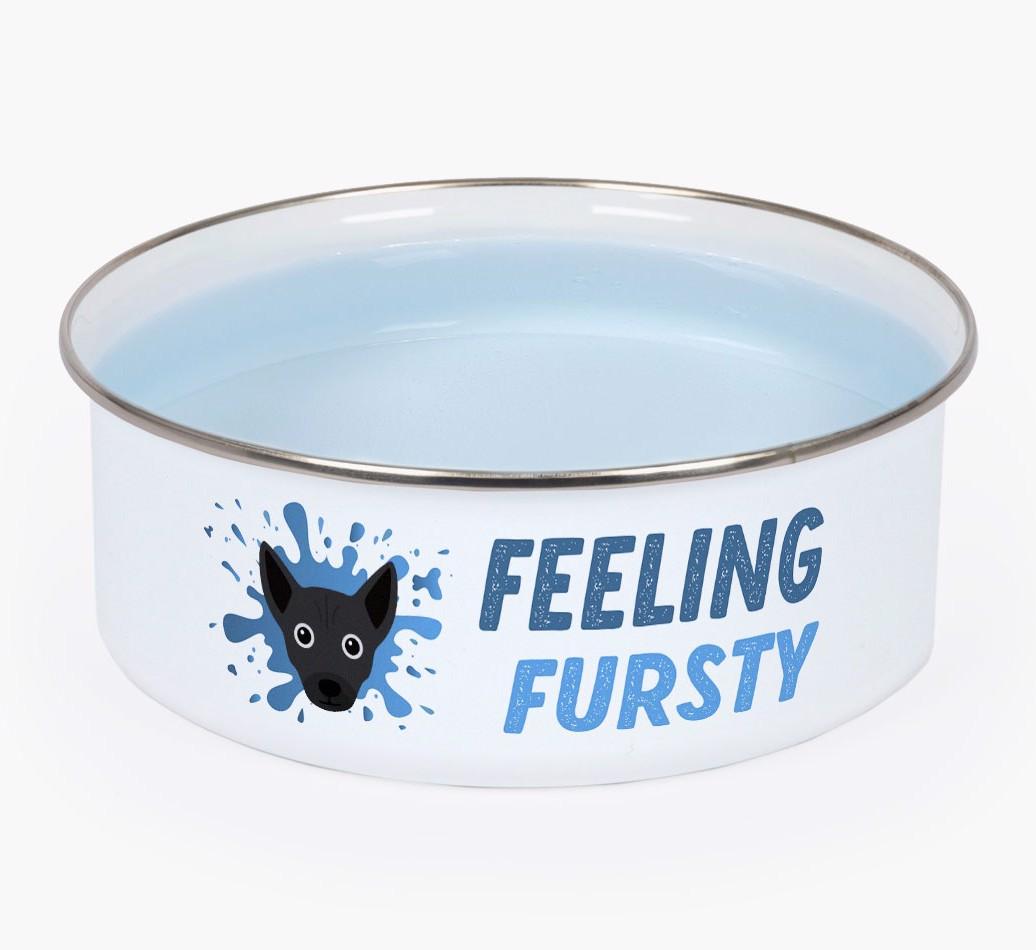 Feeling Fursty: Personalized {breedFullName} Enamel Dog Bowl