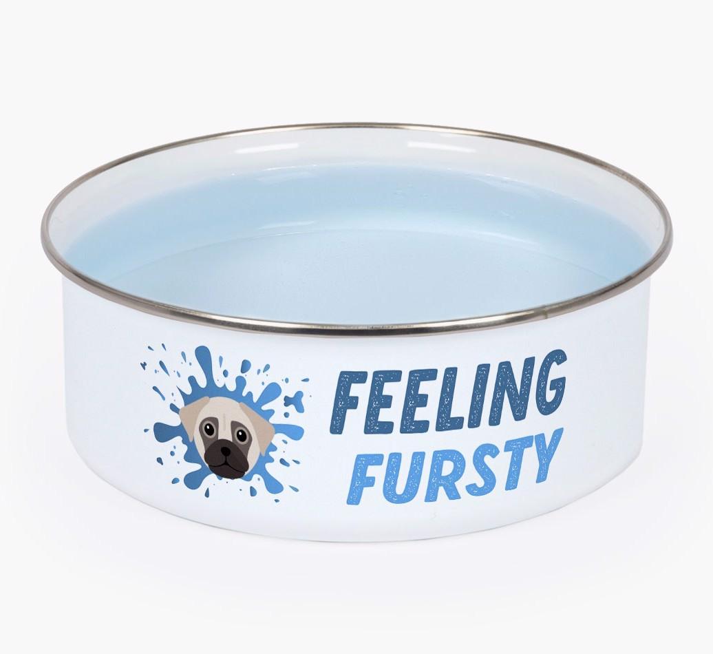 Feeling Fursty: Personalized {breedFullName} Enamel Dog Bowl