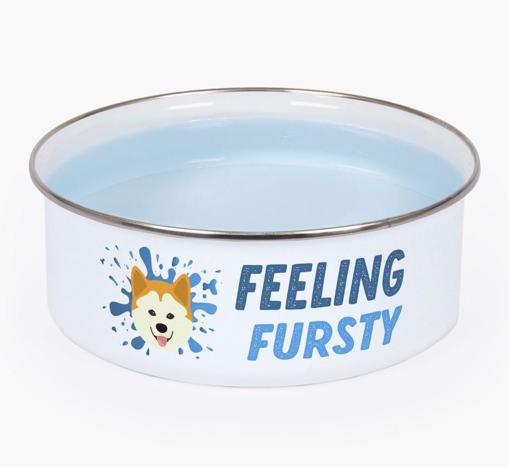 Feeling Fursty: Personalized {breedFullName} Enamel Dog Bowl