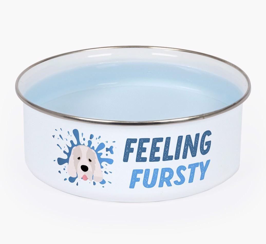 Feeling Fursty: Personalized {breedFullName} Enamel Dog Bowl