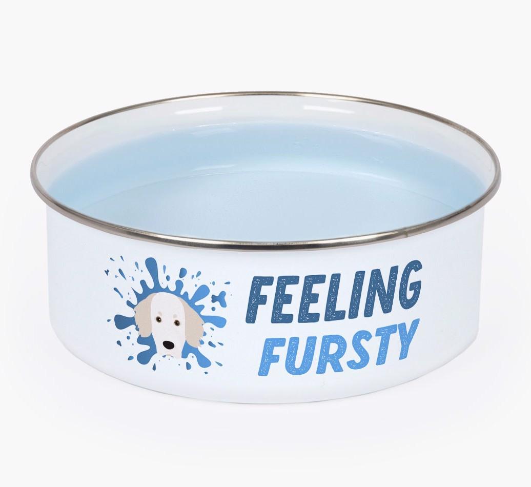 Feeling Fursty: Personalized {breedFullName} Enamel Dog Bowl