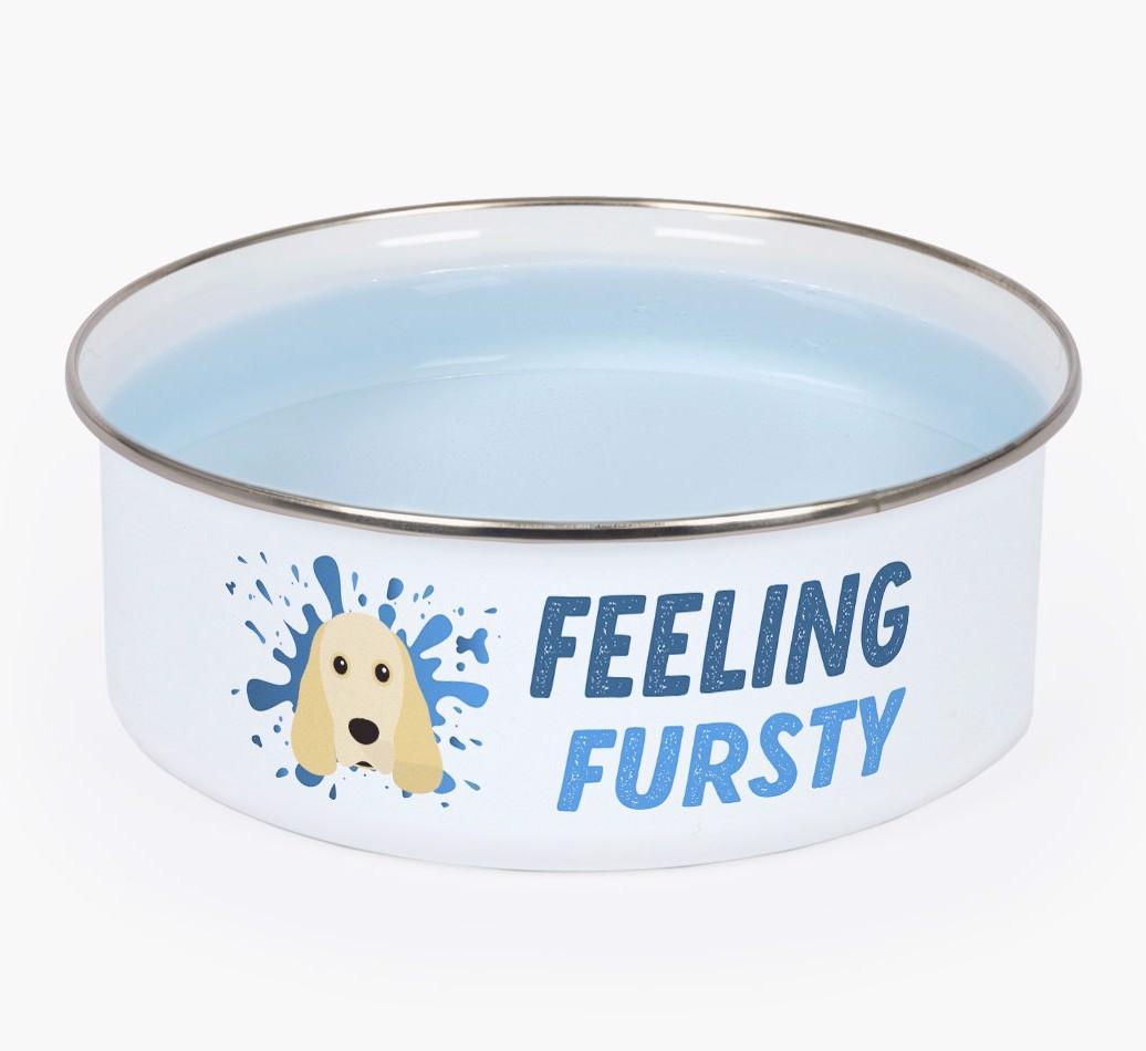 Feeling Fursty: Personalized {breedFullName} Enamel Dog Bowl