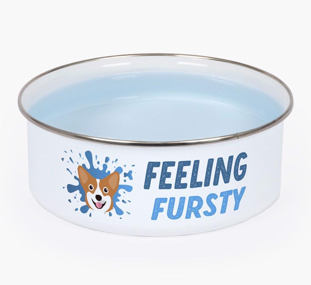 Feeling Fursty: Personalized {breedFullName} Enamel Dog Bowl