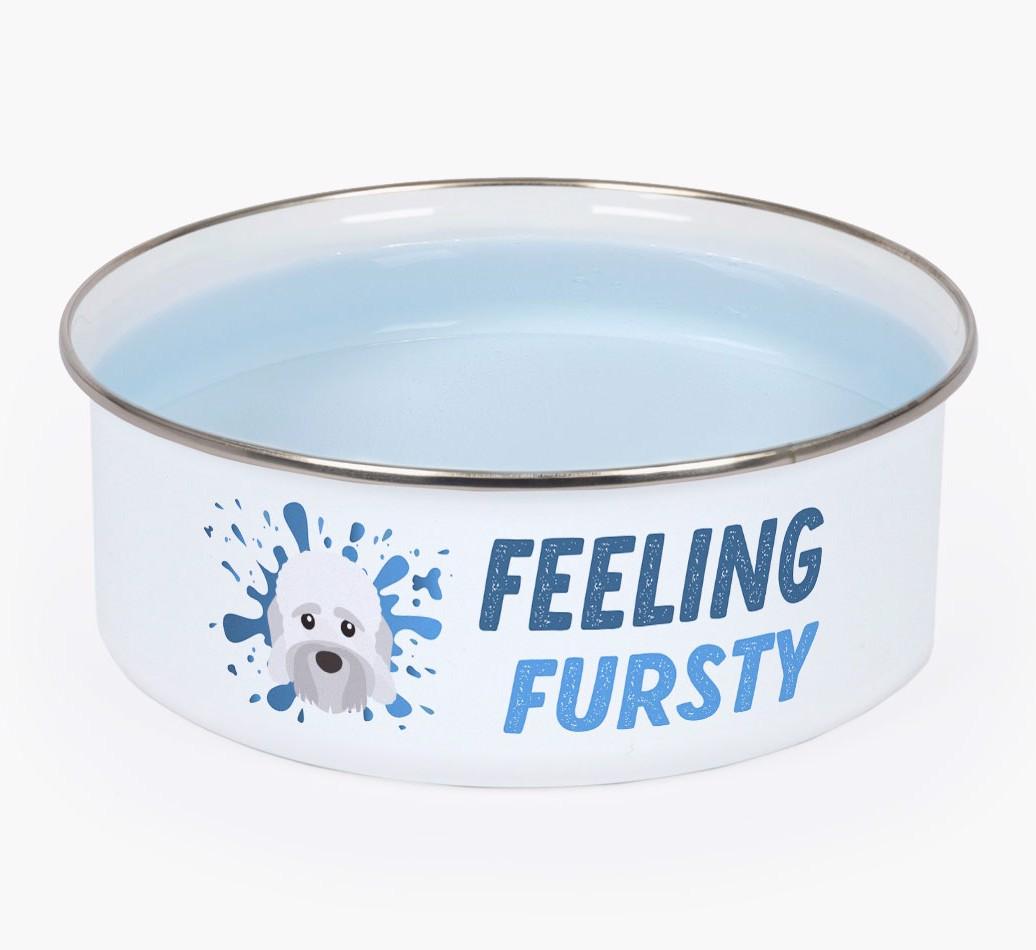 Feeling Fursty: Personalized {breedFullName} Enamel Dog Bowl