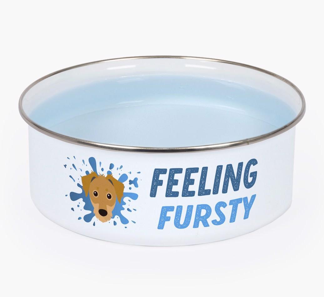 Feeling Fursty: Personalized {breedFullName} Enamel Dog Bowl