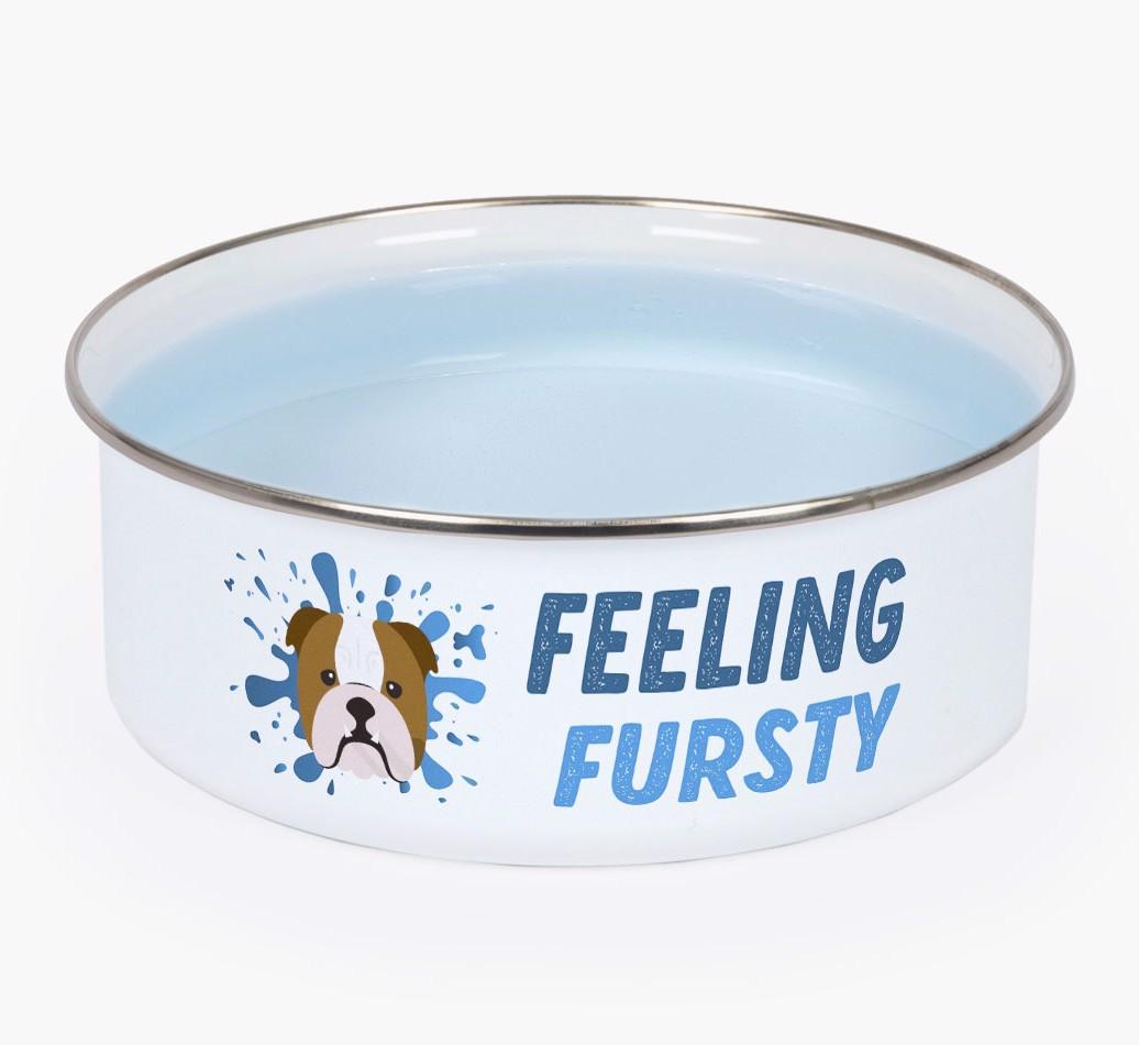 Feeling Fursty: Personalized {breedFullName} Enamel Dog Bowl