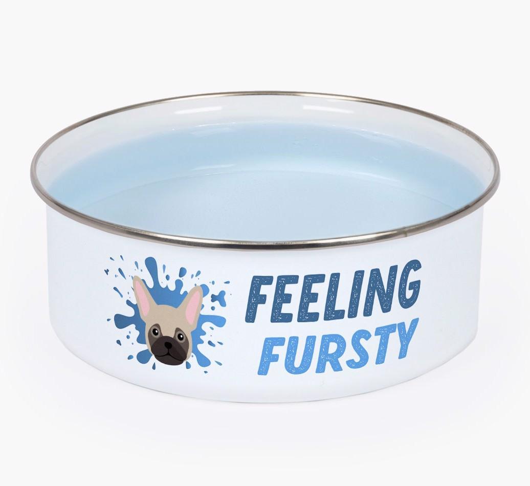 Feeling Fursty: Personalized {breedFullName} Enamel Dog Bowl