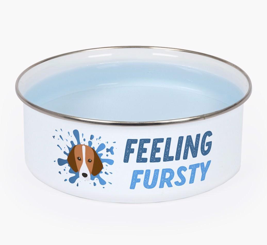 Feeling Fursty: Personalized {breedFullName} Enamel Dog Bowl
