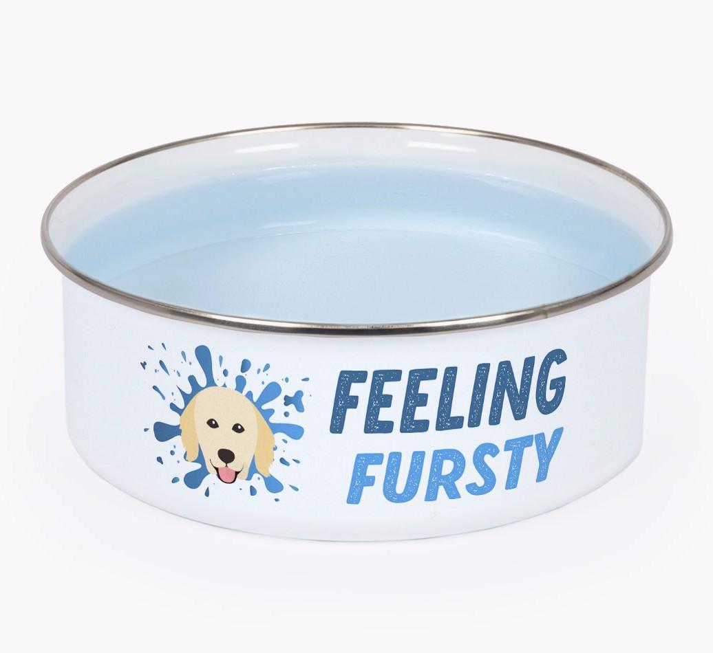 Feeling Fursty: Personalized {breedFullName} Enamel Dog Bowl