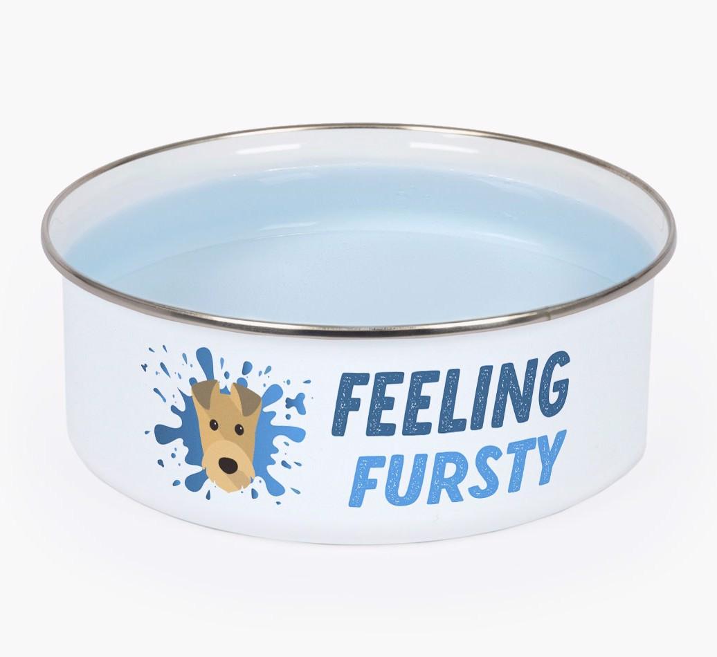 Feeling Fursty: Personalized {breedFullName} Enamel Dog Bowl