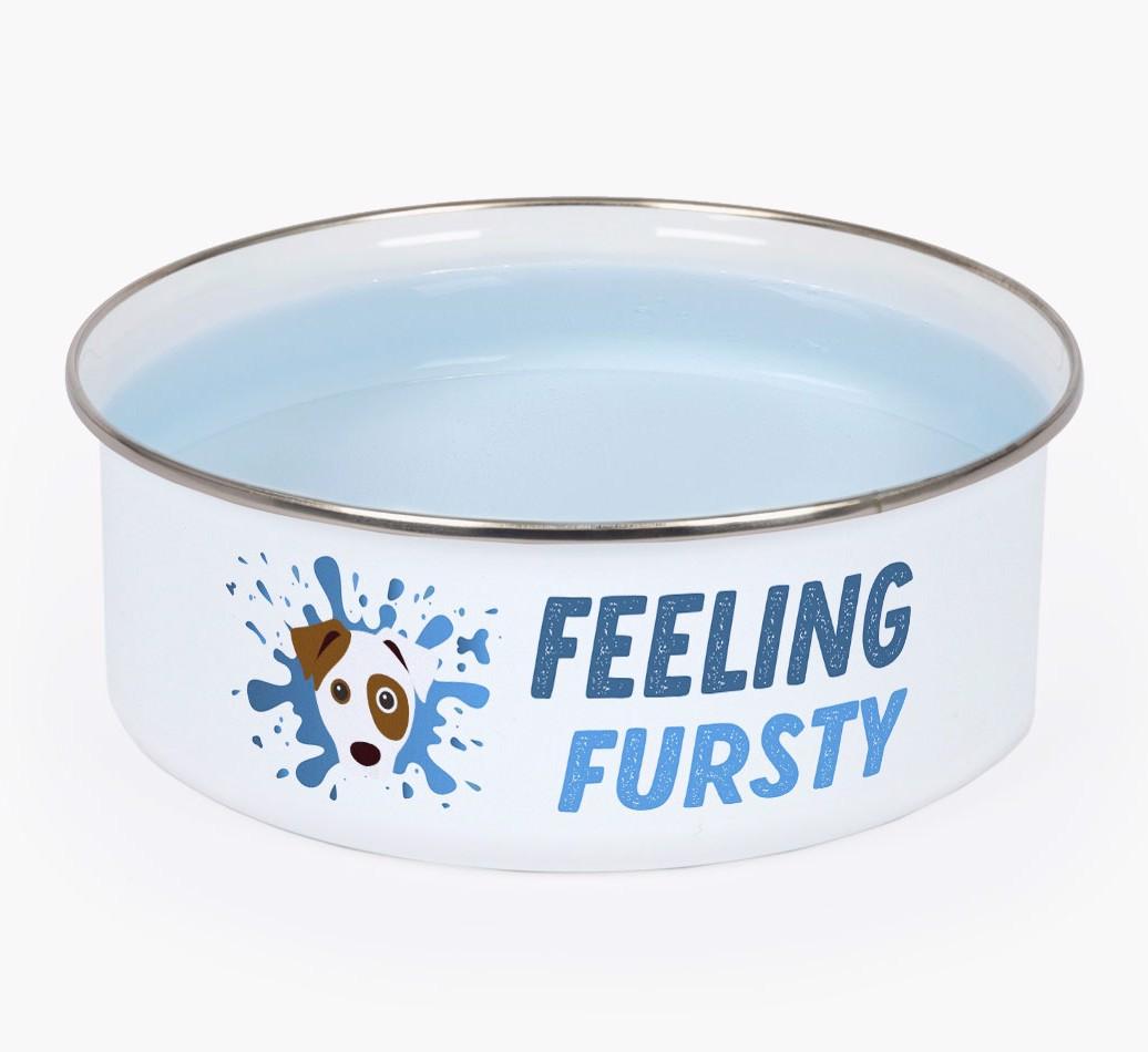 Feeling Fursty: Personalized {breedFullName} Enamel Dog Bowl
