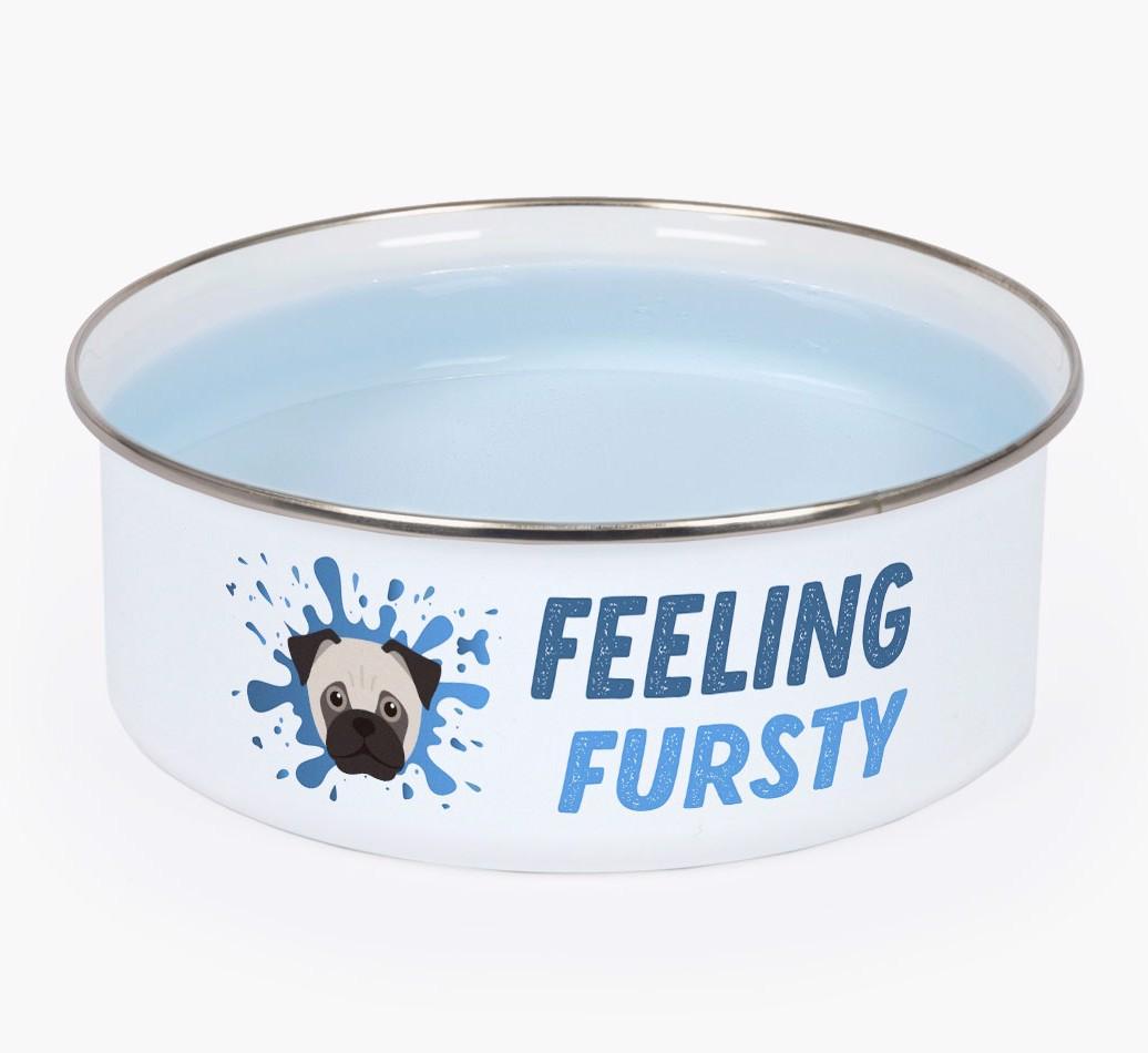 Feeling Fursty: Personalized {breedFullName} Enamel Dog Bowl