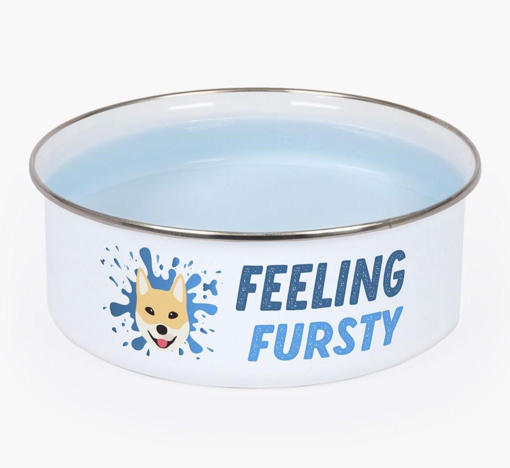 Feeling Fursty: Personalized {breedFullName} Enamel Dog Bowl